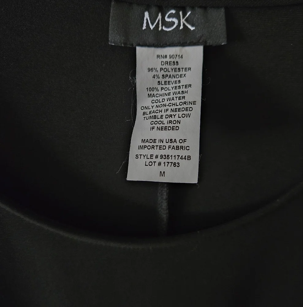 MSK Black Dress with Floral Sleeves - Picture 2 of 4